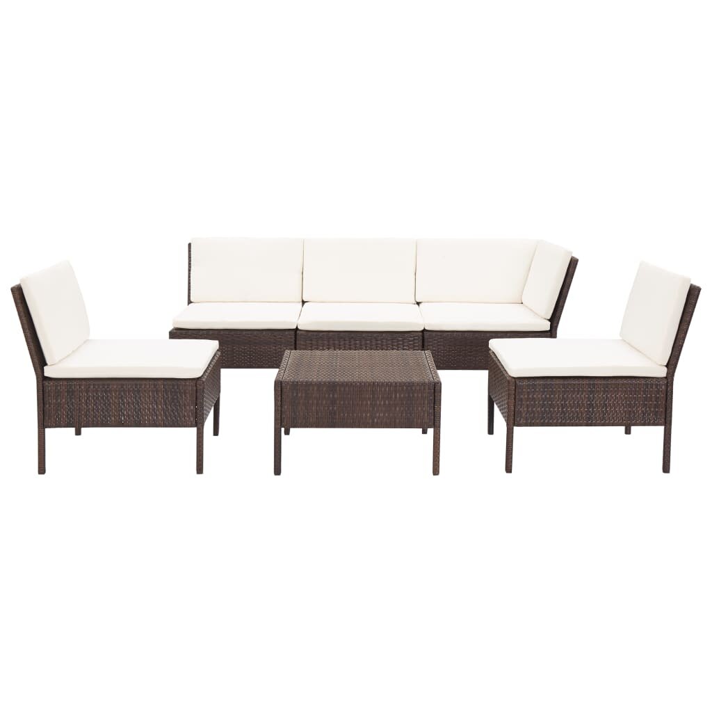 5-Sitzer Lounge-Set Jomayra aus Polyrattan mit Polster