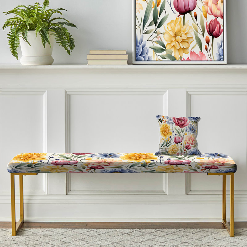 Banc rembourré or, Ethereal Botanicals Boho Pattern