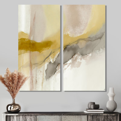 Moutarde jaune Secrets V - art abstrait à l'encre liquide