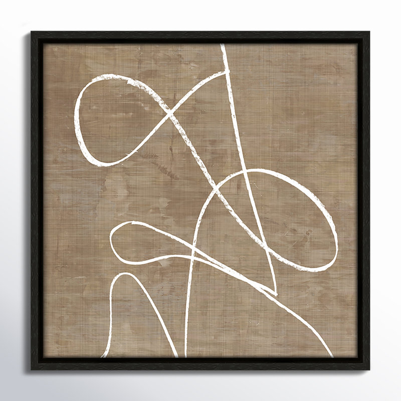 Swooping Lines - Peinture sur toile avec cadre flottant, H 13,5 po x l 13,5 po, Espresso