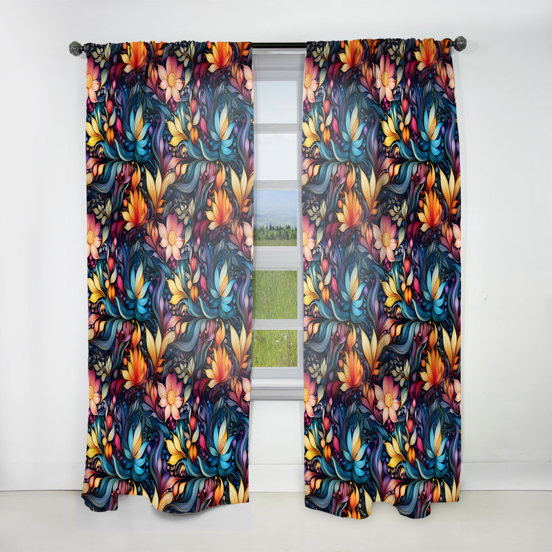 Motif marocain Boho Motif III - Rideau floral - Rideau floral obscurcissant - 1 panneaux, L 52 po x L 84 po