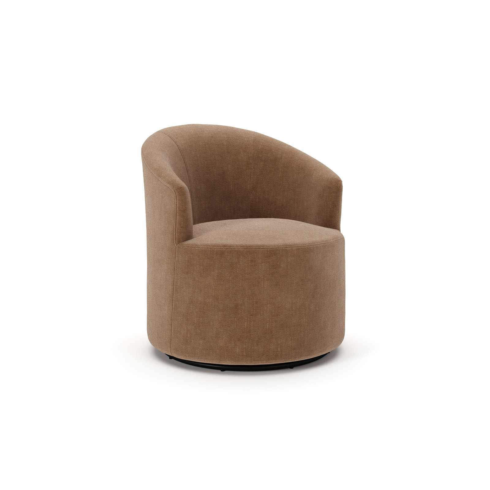 Deryn Upholstered Barrel Chair, Andrew Cognac Performance Chenille