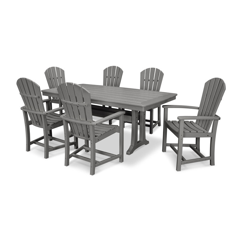 Ensemble repas 7 pièces avec pieds en tréteaux POLYWOOD Palm Coast, Gris ardoise