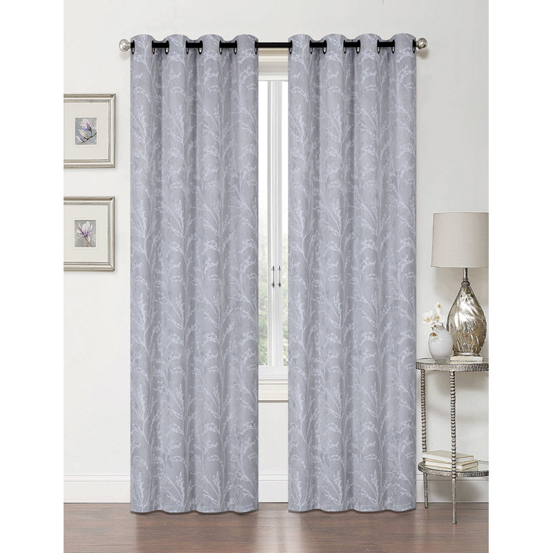 Janessa Blackout Curtain Pair, Silver