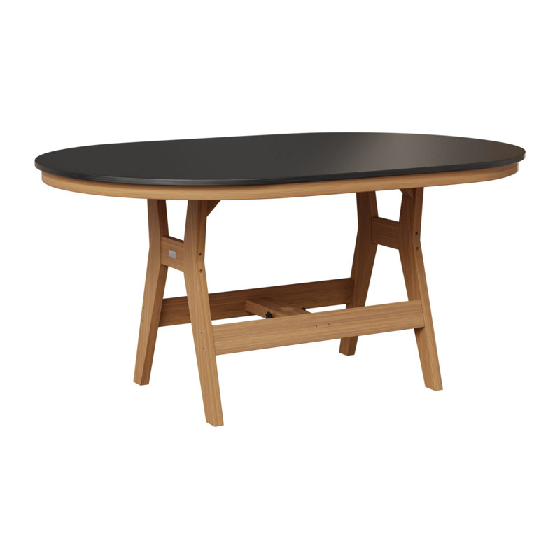 Table de bar berlinoise Berlin, H 38,87 po x l 64 po x P 44 po, Noir martelé, Teck naturel