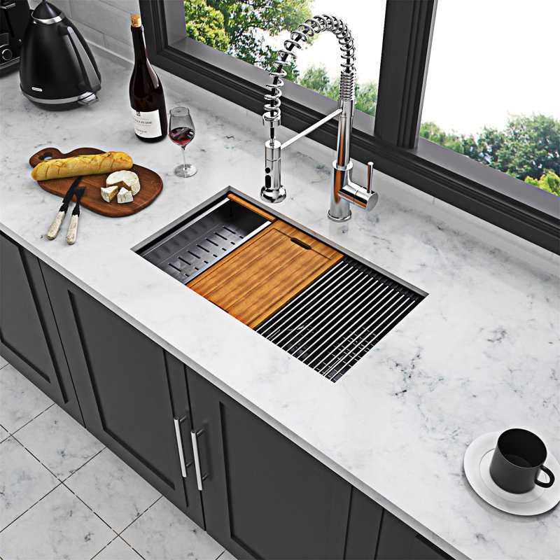 Workstation Undermount Kitchen Sink Single Bowl