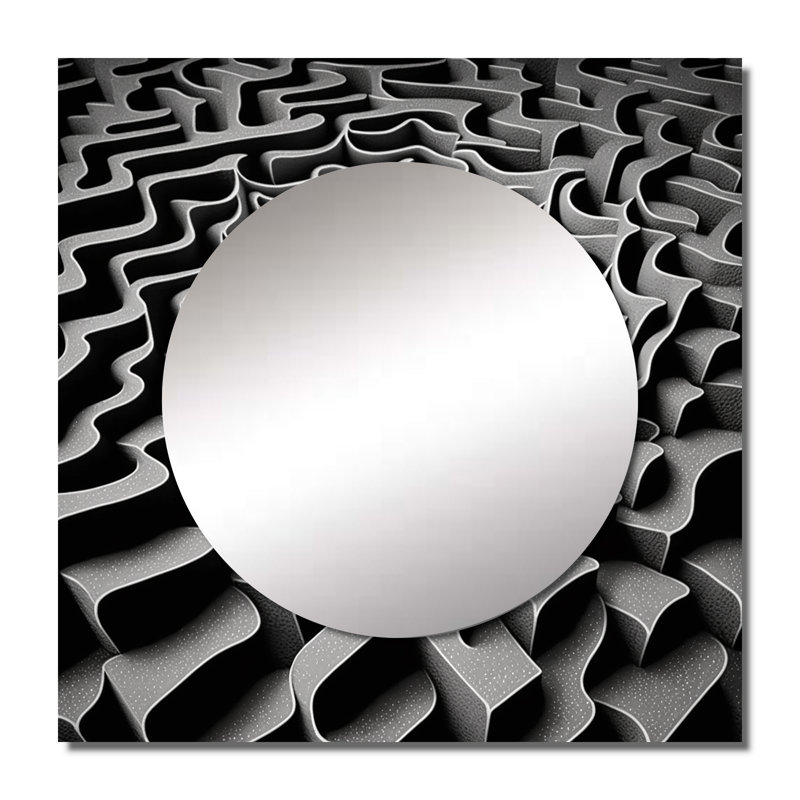 «Through The Rabbit Hole» - Miroir géométrique carré moderne pour décoration murale, 23 po x 23 po