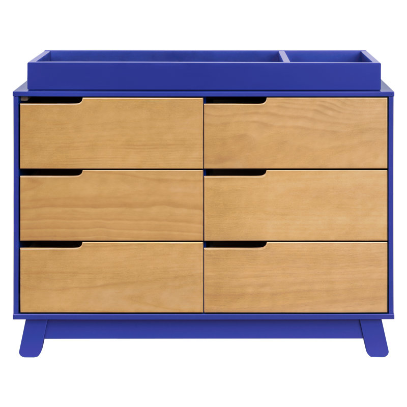 Hudson 6 Drawer 48" W Double Dresser, Cobalt/Honey