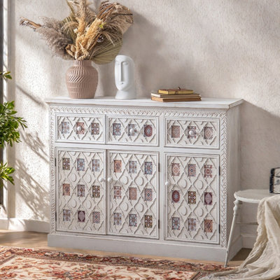 Retro Simple Distressed Wooden Accent Cabinet