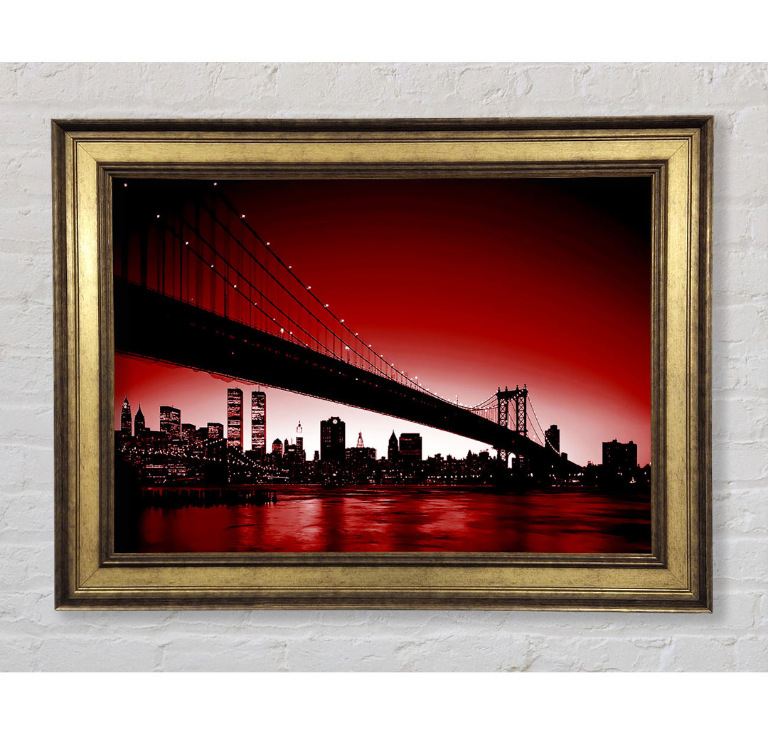 Gerahmtes Leinwandbild New York City Afar in Rot