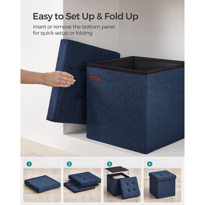 38cm Wide Tufted Square Solid Colour Cube Ottoman with Storage