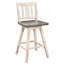 2 chaises de hauteur comptoir en bois d'hévéa massif, gris blanc, pivotant à 360 degrés, dossier à lattes verticales, 2 repas en bois d'hévéa rustique, 360 Spin