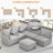Convertible Sectional Couch With Sleeper Function & USB Charging,Movable Ottoman-1299400172