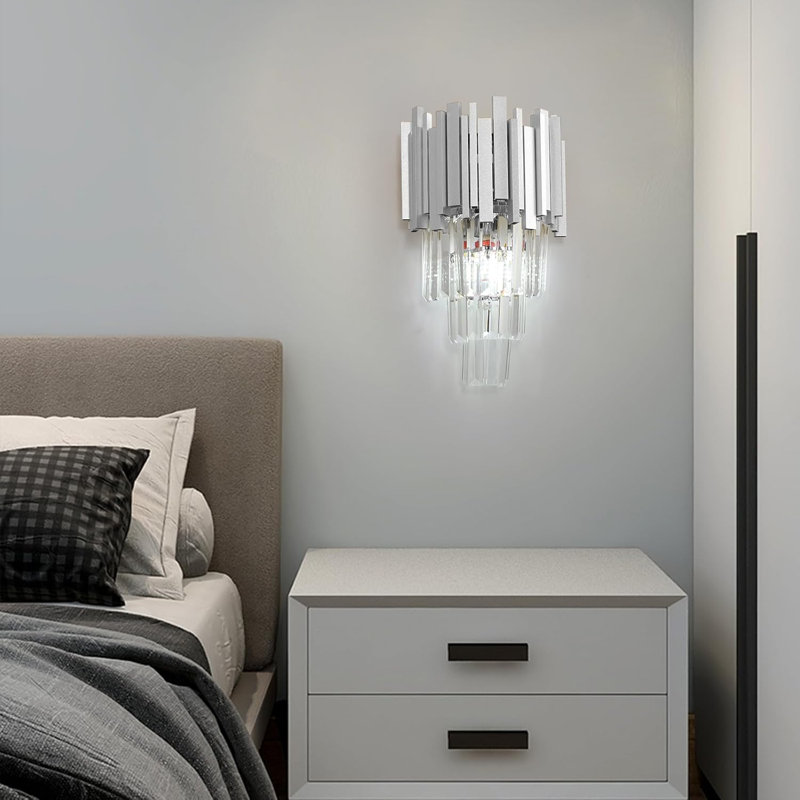  Adamas E14 crystal wall light, LED indoor wall lamp, interior light lighting, Silver