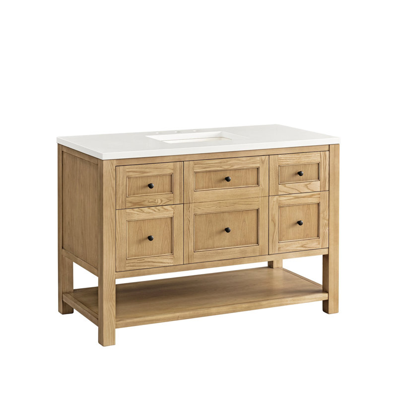 Breckenridge 48'' W Single Vanity, White Zeus, 8" Widespread, Light Natural Oak