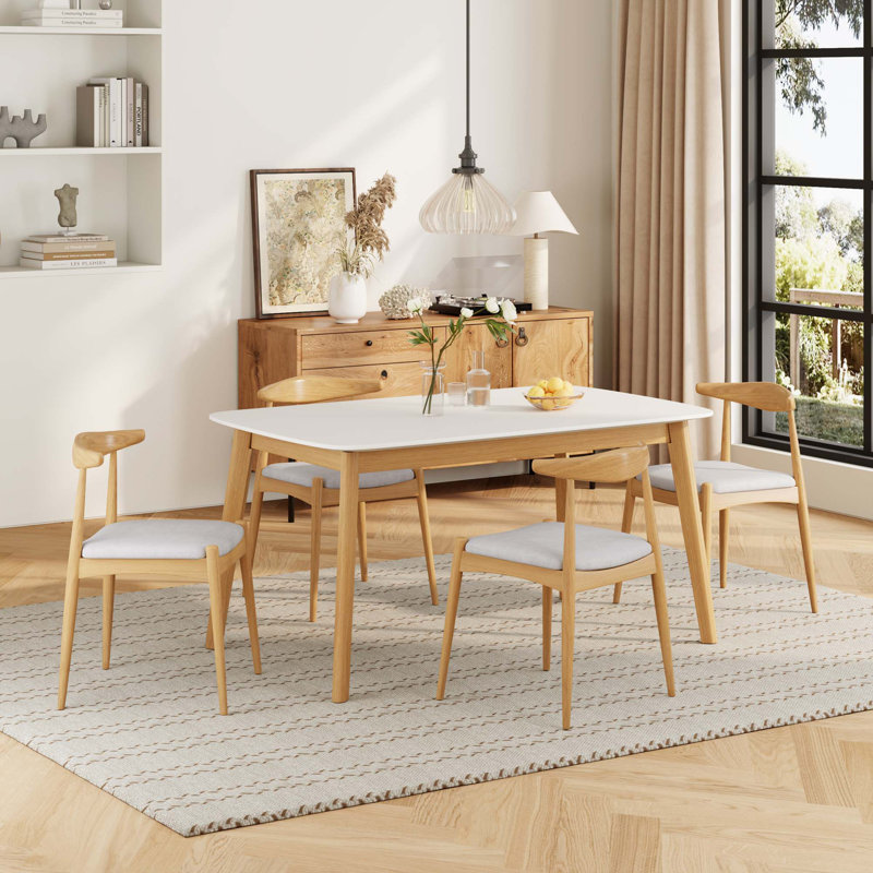Ensemble de salle à manger 5 pièces Mid-Century, Beige