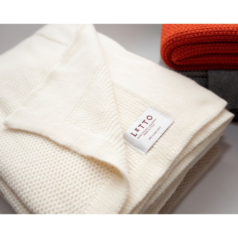 Domenica Knit Cashmere Throw Blanket, Vanilla