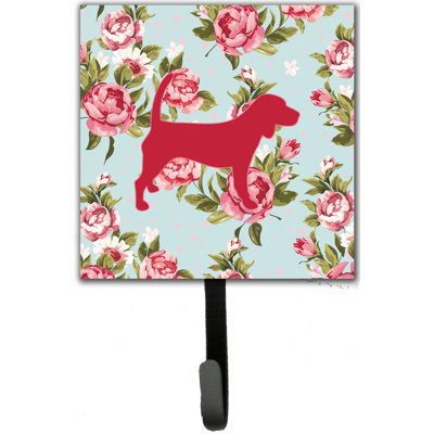 Porte-laisse de roses et crochet mural beagle shabby