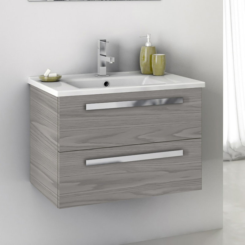 Levasseur 24.4'' Single Bathroom Vanity with Top, Gray Walnut