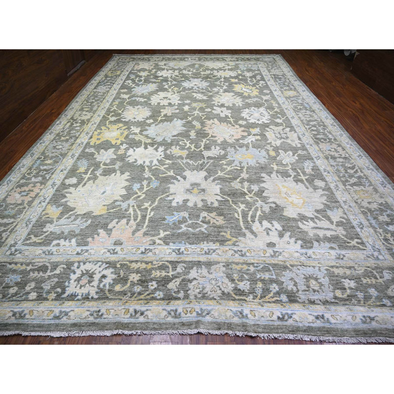 Tapis gris nouvel âge en laine 11 pi 9 po x 17 pi 6 po Wilmann
