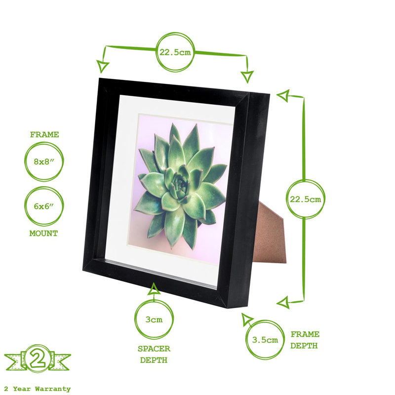 Nicola Spring - 3D Box Photo Frames - Mount, 22.5cm H x 22.5cm W x 3.5cm D, Light Wood/Ivory