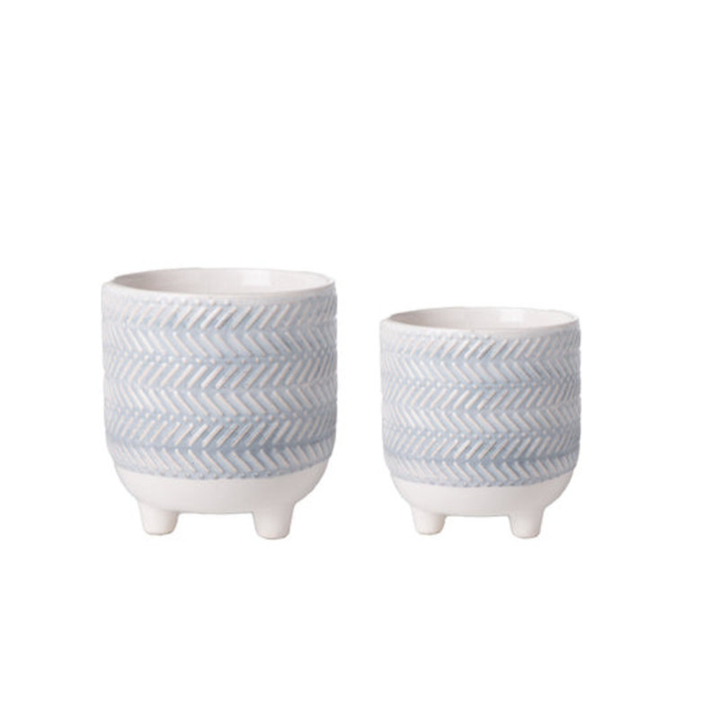 Pot rond en céramique lustré bleu