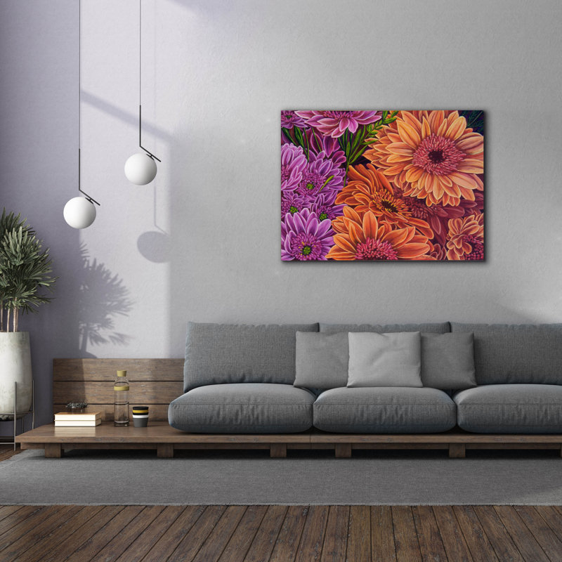 "Gerlya Mostly Salmon" par Andrea Strongwater, art mural sur toile, 54 po x 40 po, H 40 po x l 54 po x P 1,5 po