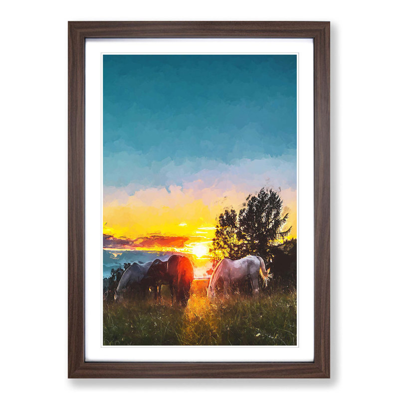 Sunrise Behind the Trees in Abstract - Picture Frame Graphic Art Print, Walnut Framed, 65cm H x 48cm W x 2cm D