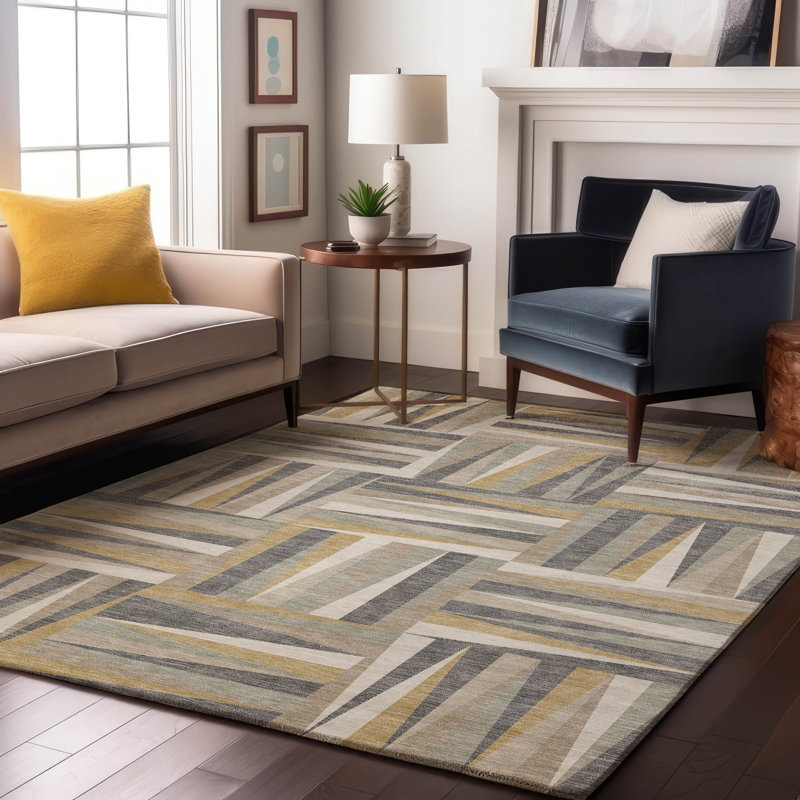 Premium Machine Washable Collett AMF1012 Squares Rug, Rectangle 5' x 7'6"