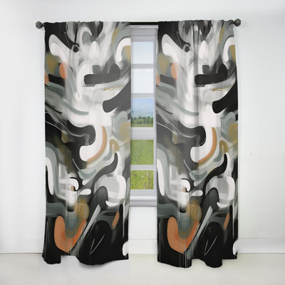 Kipley - Minimalism Graffiti Artwork II - Liquid ink Curtain - Velvet Room Darkening - 1 panel