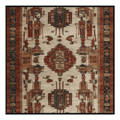 Machine Washable Art Deco Brown Area Rug