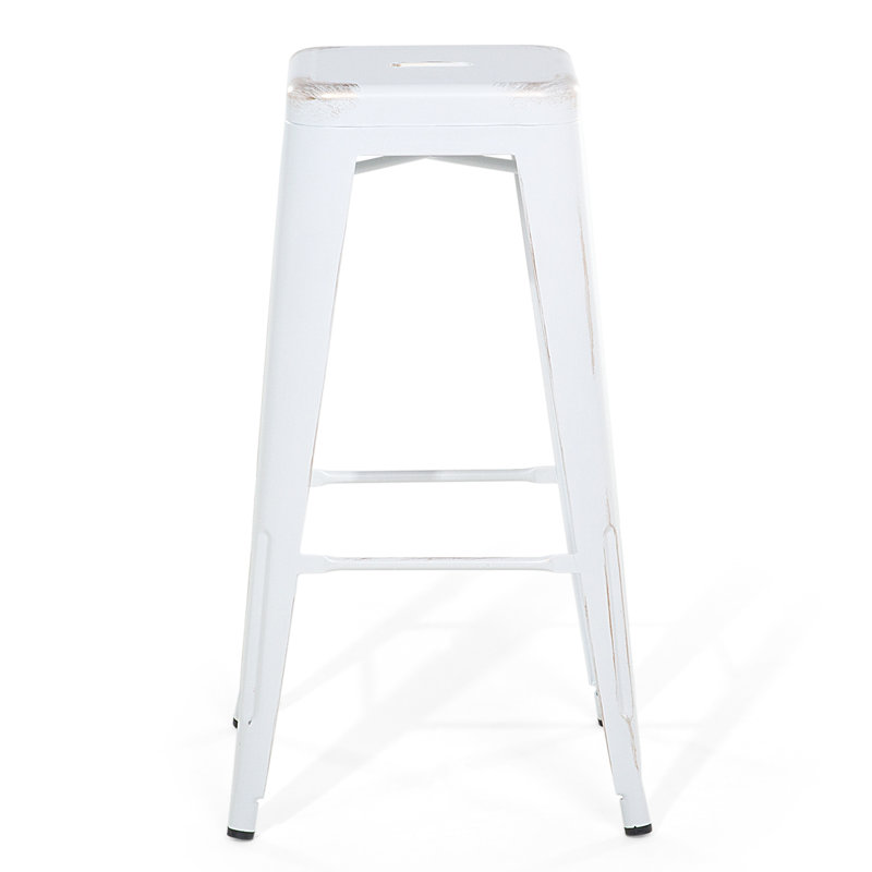 Redcar Counter Stool with Metal Frame, 60cm H x 40cm W x 40cm D, White/Gold