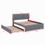 Grand lit plateforme tapissier en molleton avec gigogne-866742406-866742401