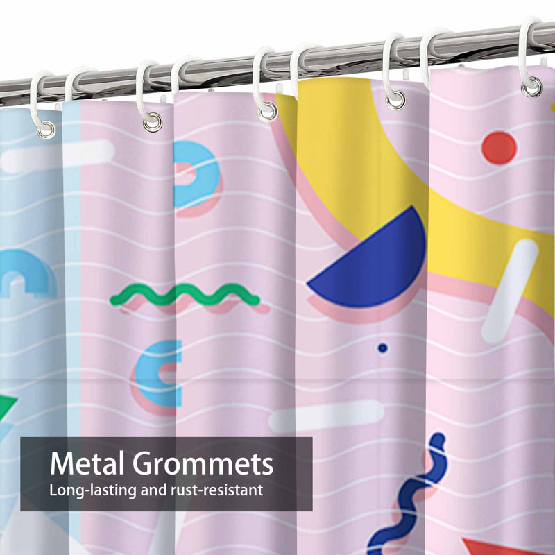 Rideau de douche imperméable à motif géométrique rétro avec 12 crochets, L 72 po x l 84 po