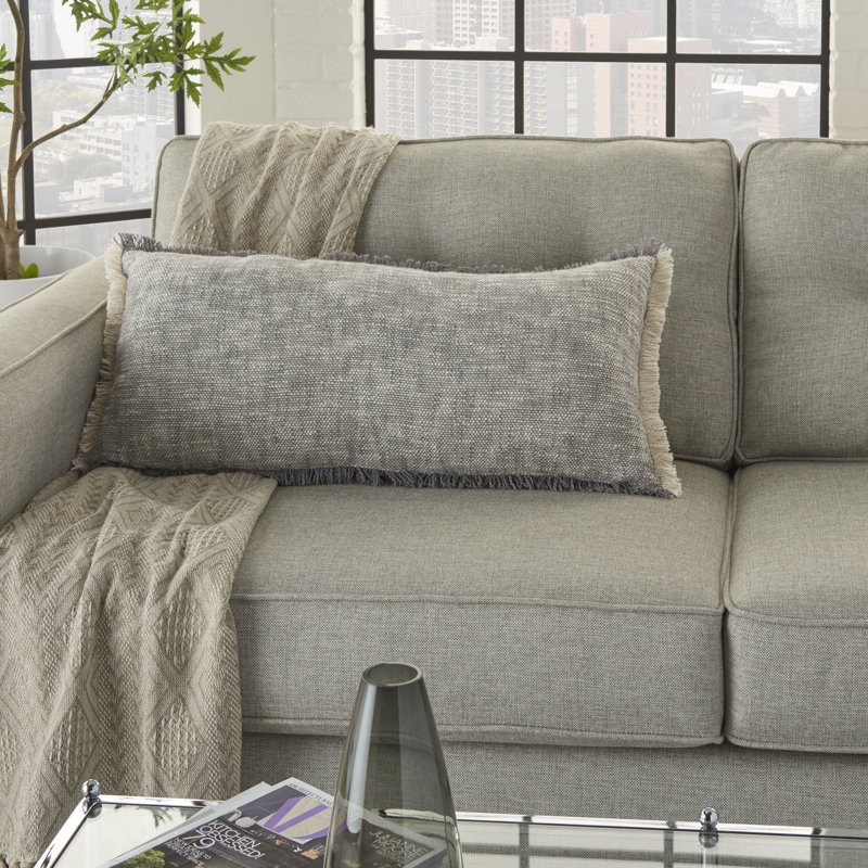 Housse et insert de coussin rectangulaire en coton Gomer, gris