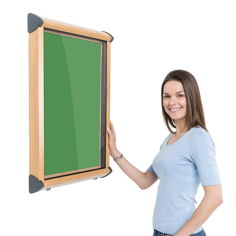 Shield Wood Effect Exterior Showcases Wall Mounted Bulletin Board, 105cm H x 139.7cm W, Quince