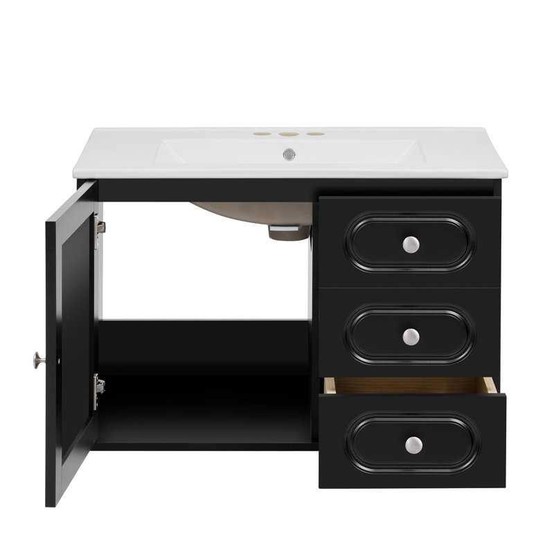 Meuble-lavabo de style moderne Mid-Century avec lavabo en céramique - Une solution de rangement élégante pour chaque maison