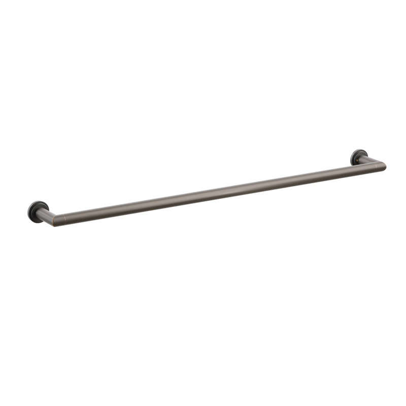Emtek Modern Tubular Brass Towel Bar w/ Step Disc Rosette, Oil Rubbed Bronze, 1.75" H x 31.75" W x 3.25" D