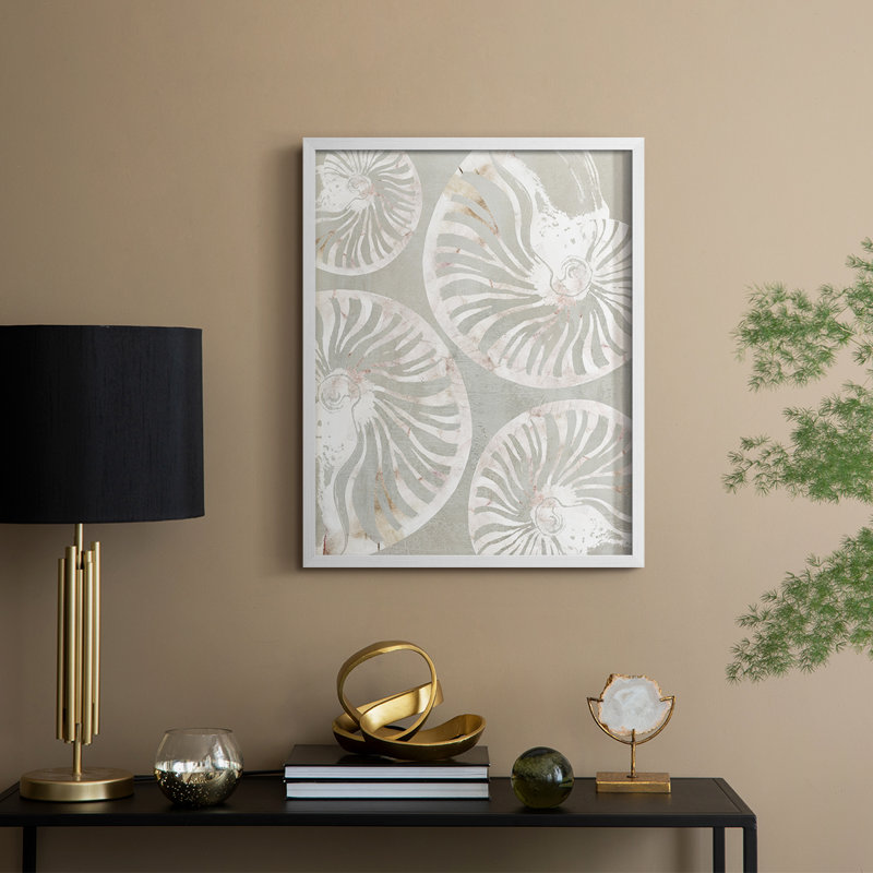 Nautilus Shell Collection, reproduction encadrée - bois massif, H 11 po x l 9 po, Blanc