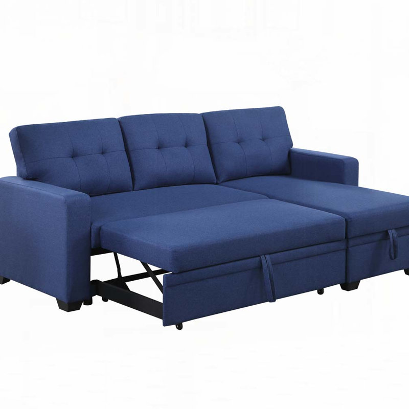Canapé modulaire rembourré avec méridienne, Bleu