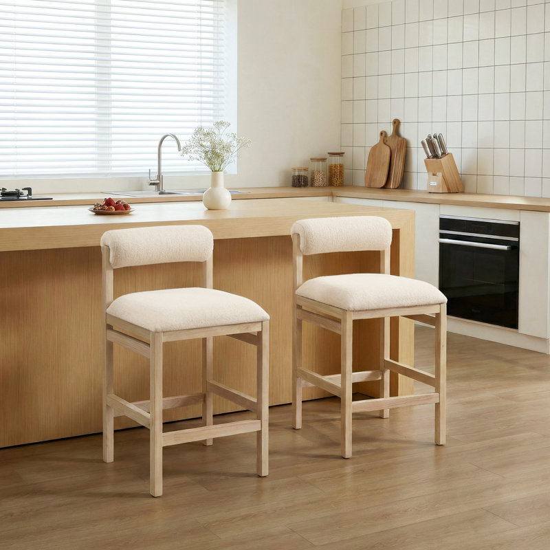 Tabouret de comptoir Albia Modern Farmhouse, Beige