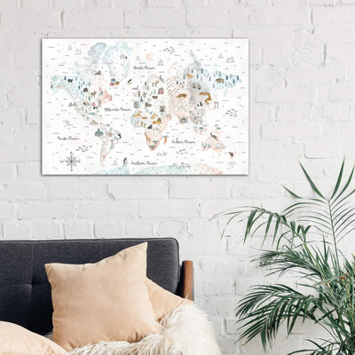 World Traveler I Dot BG by Laura Marshall - Wrapped Canvas Print
