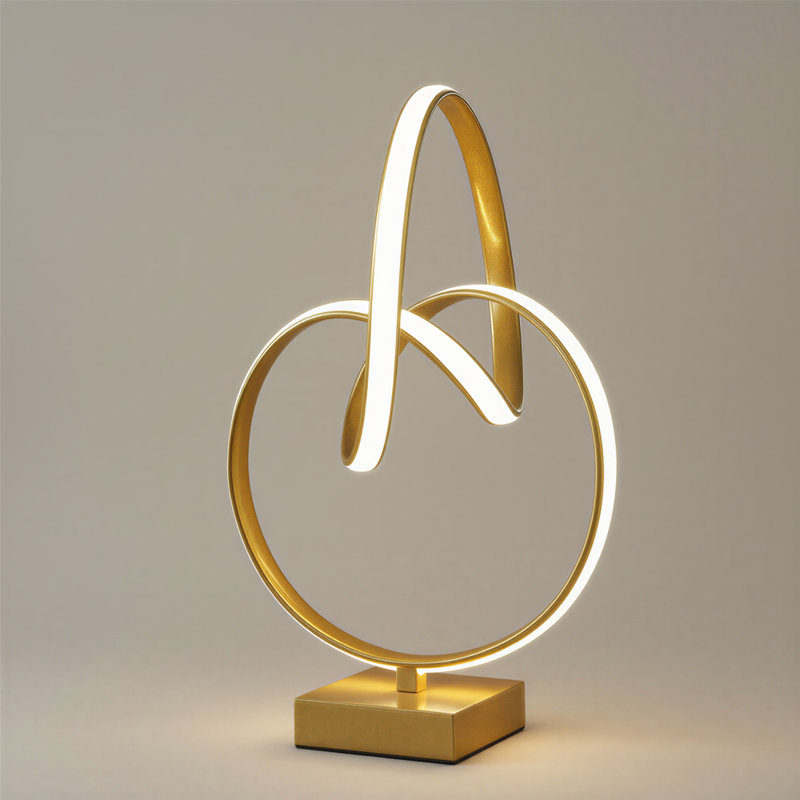 19" Gold Metal Abstract Geo Table Lamp
