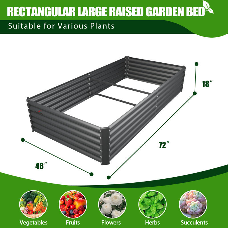 Jardinières rectangulaires surélevées en métal gris