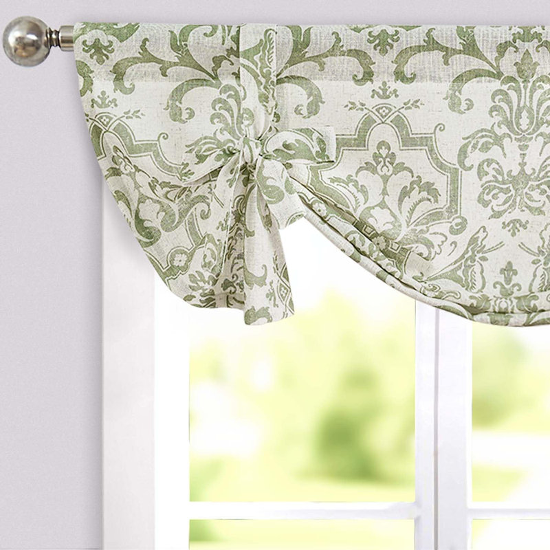 Abat-jour floral en lin avec attaches Valancel, L 42 po x L 24 po, Vert
