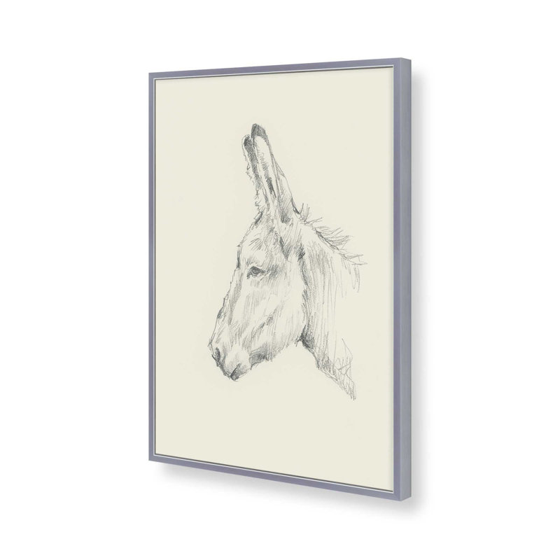 «Donkey Study II» par Ethan Harper, reproduction d'art sur toile, Impression sur cadre ouvert sans papier mat, Argent argent