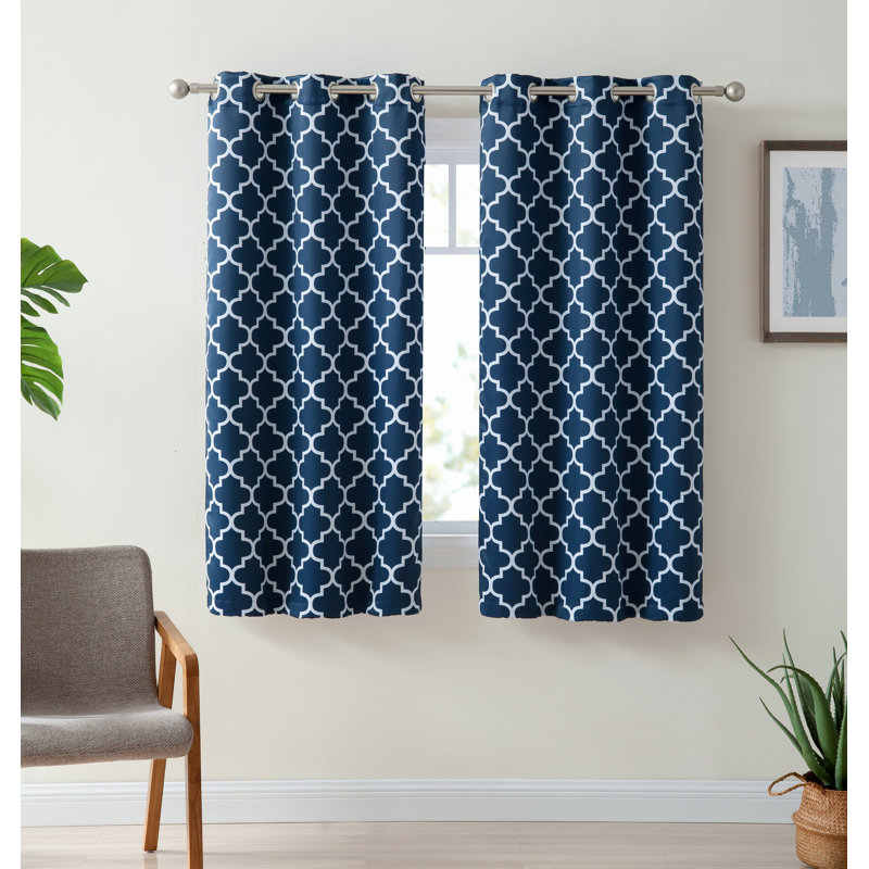Alexuis Blackout Curtain Pair, Navy Blue, 37" W x 54" L