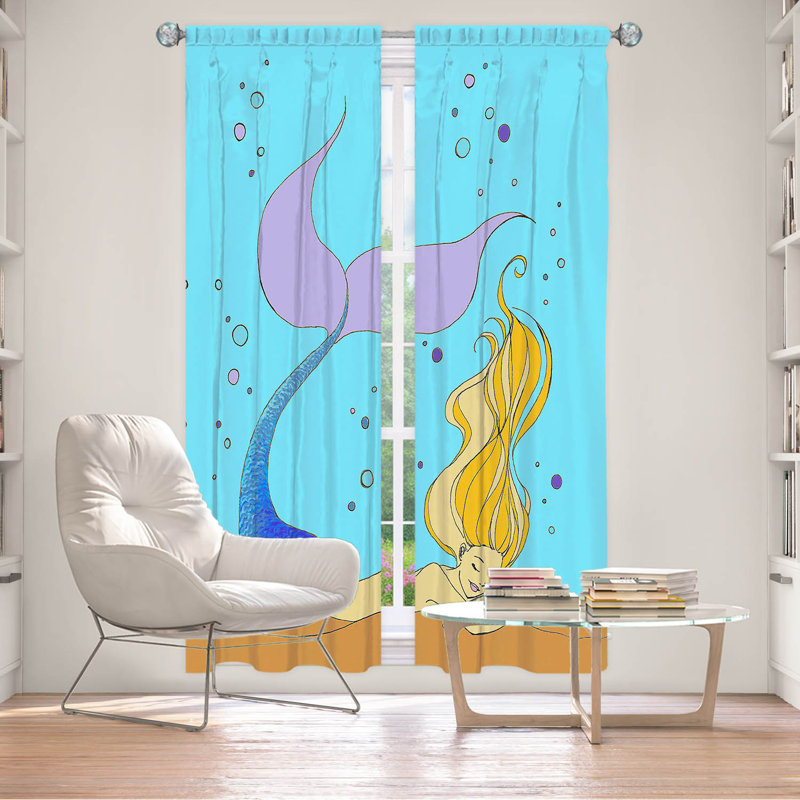 Room Darkening Curtain Pair, 20" W x 52" L, Aqua