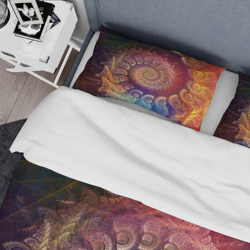 Ensemble de housse de couette Spiral Fractal Geometric V - Microfibre polyester