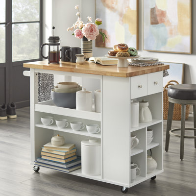 Haysi Solid Wood Top Kitchen Cart